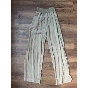 Bella Dahl Wide Leg Smocked Waist Taupe Pants
